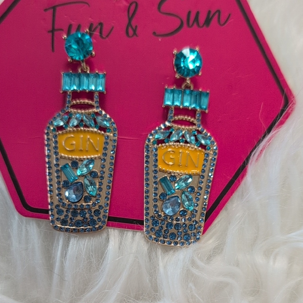 Blue and Gold Earrings Brand New